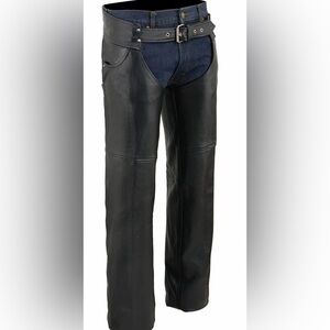 Men's Black Leather Chaps